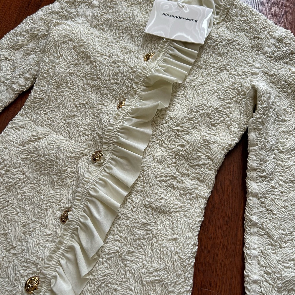 NWT Alexander Wang Smocked Ruffle Long Jacket Dress S - Picture 11 of 17